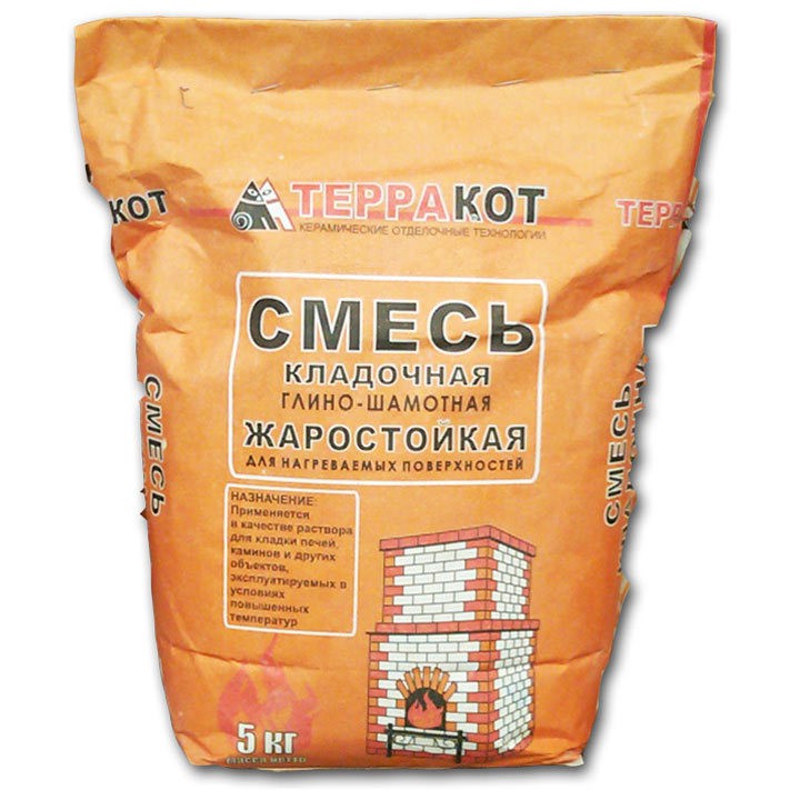 Смесь глино-шамотная штукатурная жаростойкая высокопрочная "Терракот" 5 ...